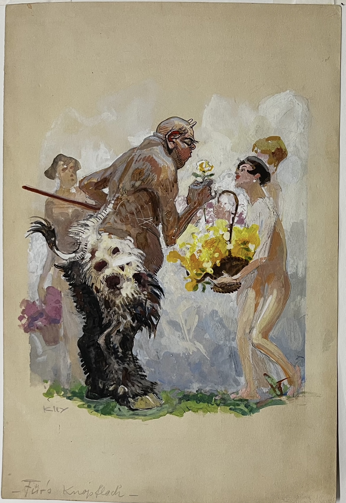 Characters in costumes with flower basket.