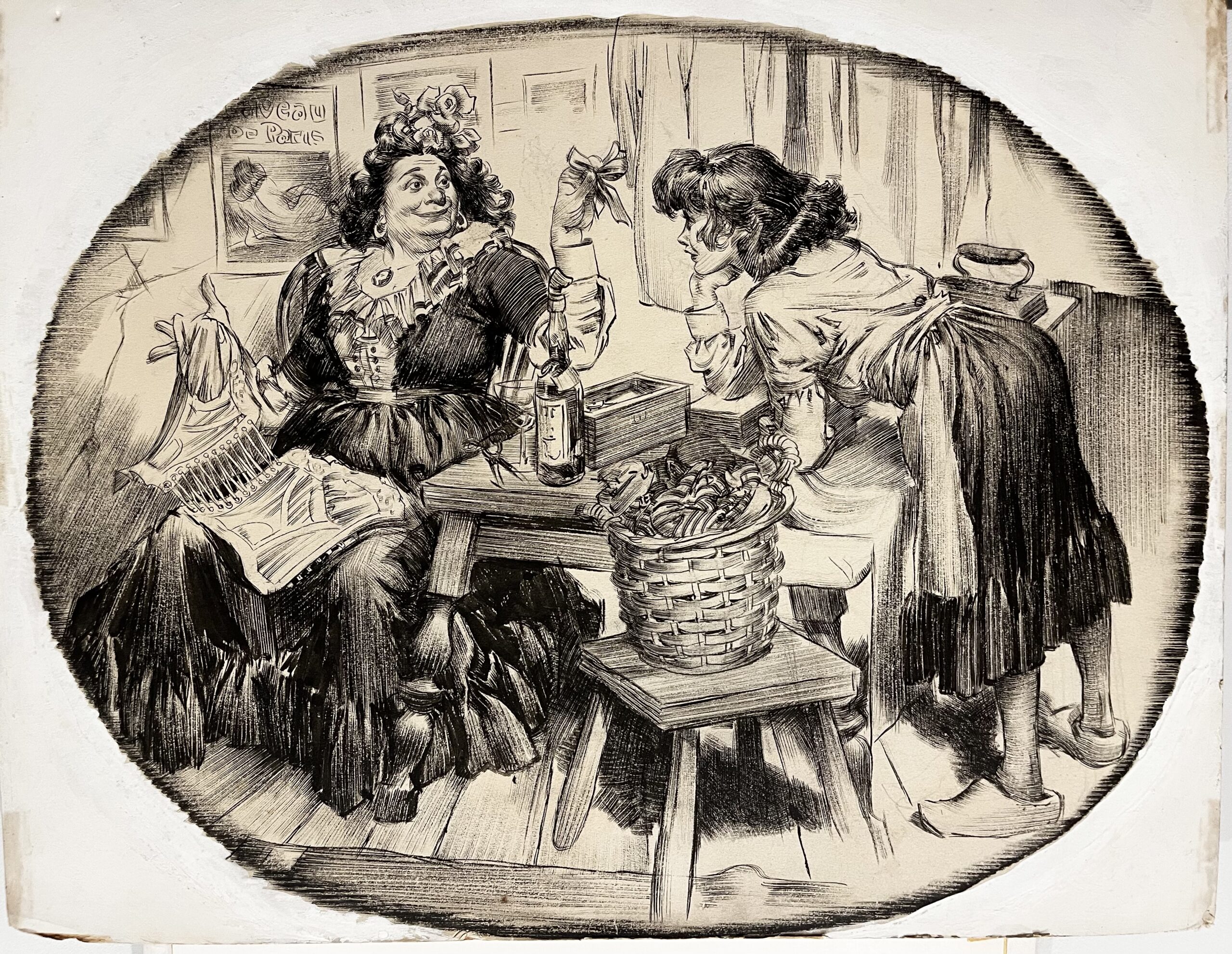 Two women sharing a drink and talking.
