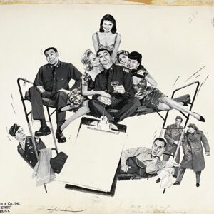 A group of people posing together with musical instruments and equipment.